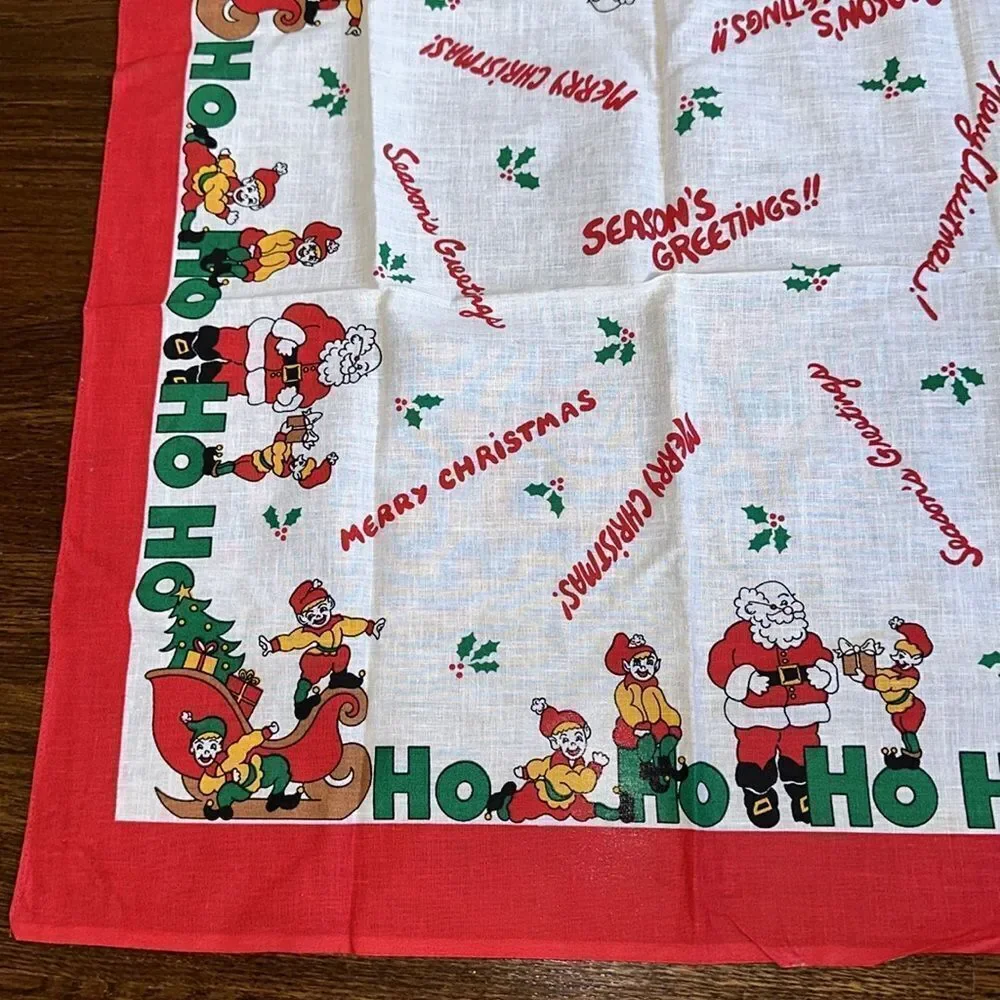Vintage Paris‎ Accessories cotton Christmas scarf featuring Santa & his elves